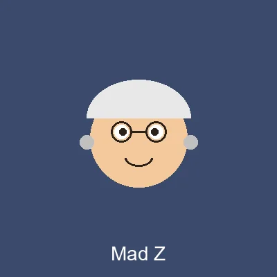Mad Z: the manic mad scientist with fully white electric hair — the face of After Dark